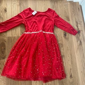 Kids Red sparkly dress with stars